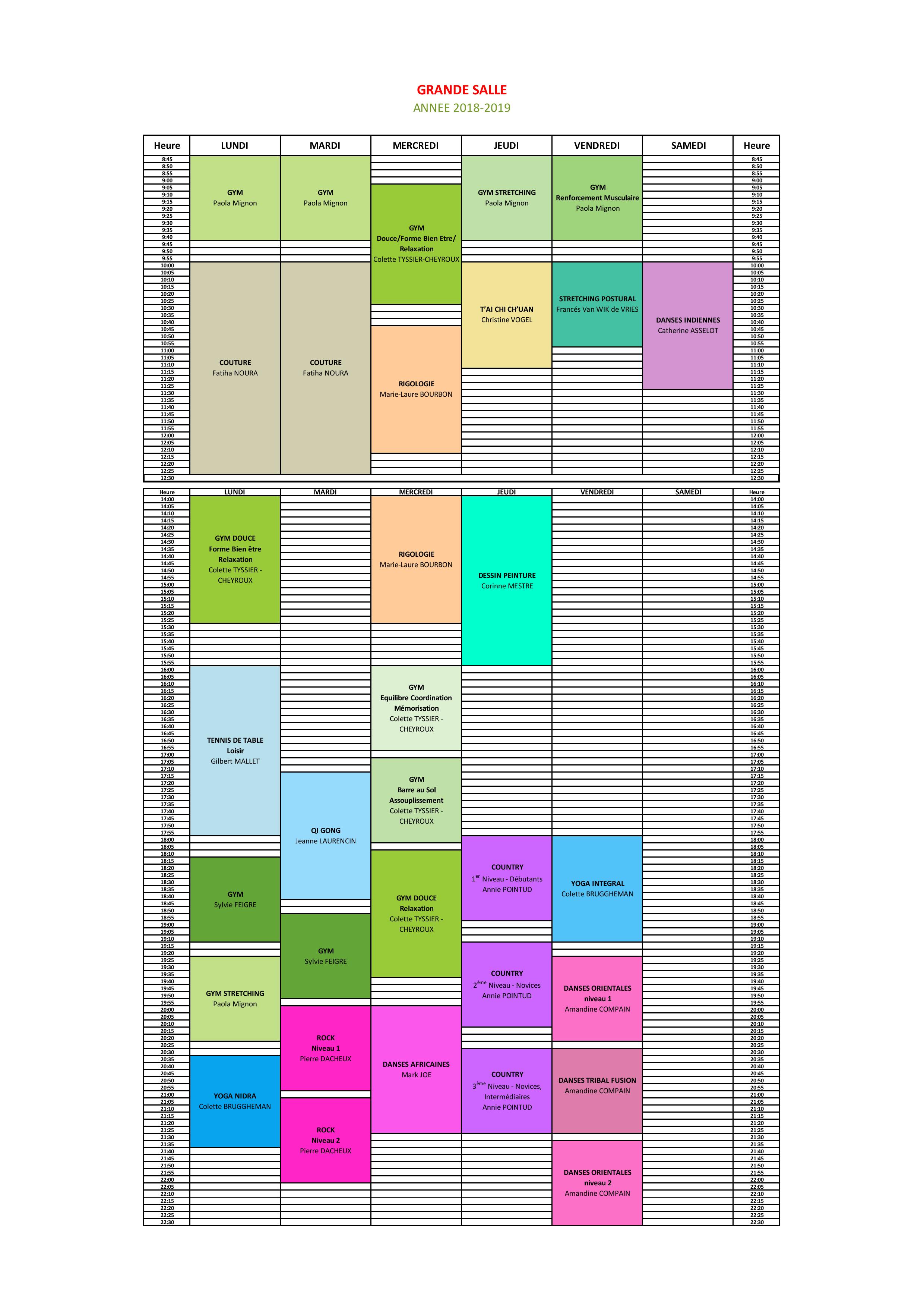 Le planning de la Grande Salle ne s'affiche pas